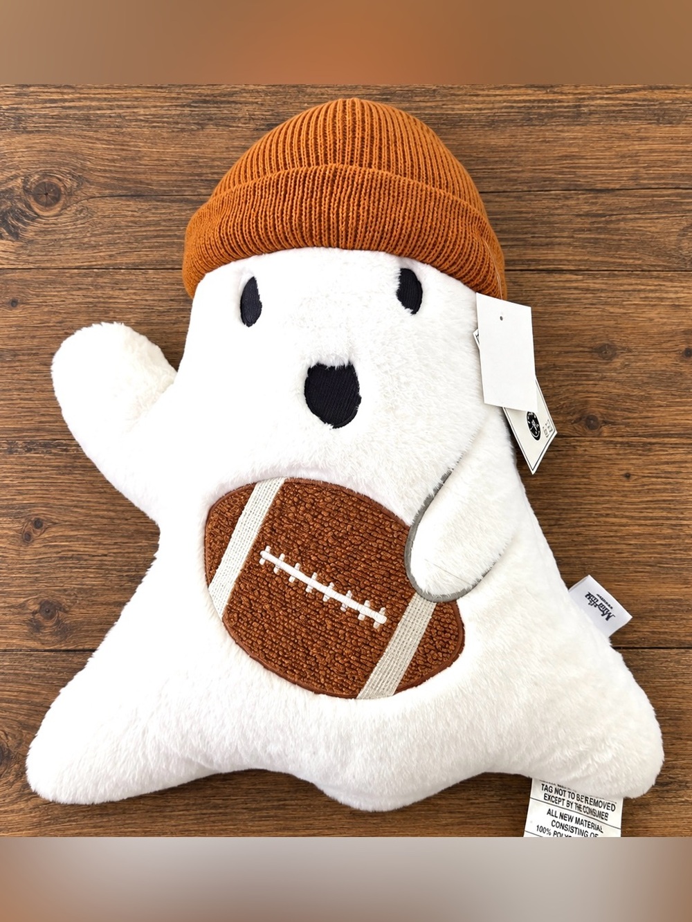 Martha Stewart Halloween Football Ghost Fur Throw Pillow